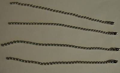 T007 3SB 4 X #3 Nickle Plated Dog Tag Ball Chains with Marked "Bead Chain" clasp New!