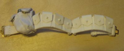B001 GI JOE Hasbro Reissued White Cartridge Belt with canteen & holder new.