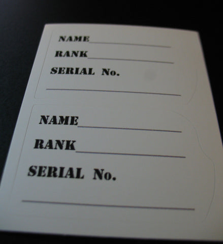 E015 3rd SON Books Replace GI JOE Life Sized Dog Tag ID Decal Custom Design Brand New Kiss Cut